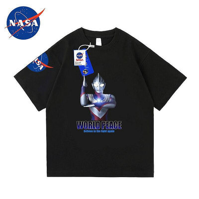 【夢想太空】Mango&NASA聯名男童純棉T恤兒童短袖卡通奧特曼衣服中大童超人力霸王上衣新款親子裝