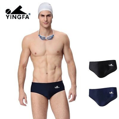Yingfa 男士專業比賽泳褲 三角耐氯寬邊泳褲 速乾沙灘泳褲