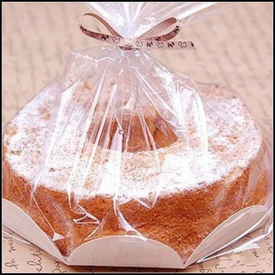 8吋蛋糕包裝袋 戚風/天使蛋糕包裝盒 西點袋 糖果袋 餅乾袋 10入包裝袋+紙托不含緞帶 ~MJ的窩~