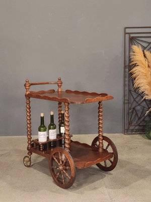 西班牙 別緻 橡木雕刻 餐車 酒車 手推車 餐酒車 鄉村古典 歐洲老件  ss0760【卡卡頌  歐洲古董】✬