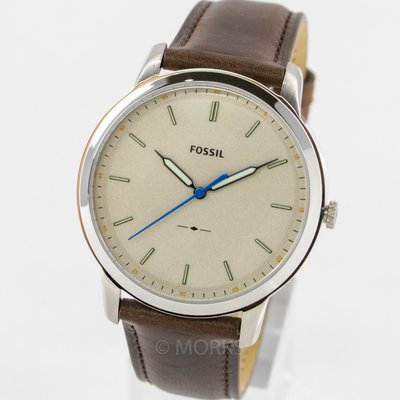 現貨 可自取 FOSSIL FS5306 手錶 44mm 大三針 淡黃面盤 咖啡色皮錶帶 男錶女錶