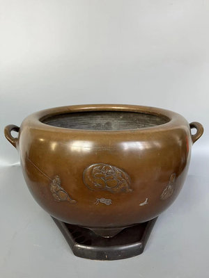 日本回流銅器 香爐  火缽 卷筒 中古物品，難免有歲月使用痕330