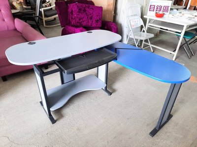 大台南冠均二手貨--全新造型款 4尺 L型 電腦桌 書桌 辦公桌 工作桌 列表機事務桌 附~活動輪 DIY商品~售完為止