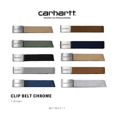 ☆ETW☆【台中店】CARHARTT WIP Clip Belt Chrome 黑色 卡其 帆布 腰帶 皮帶 現貨