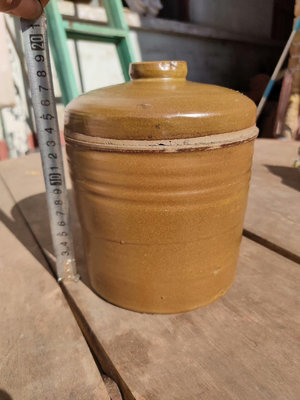 清茶葉末釉蓋罐 品相如圖 釉色肥美 器型古樸 完整保老保真包