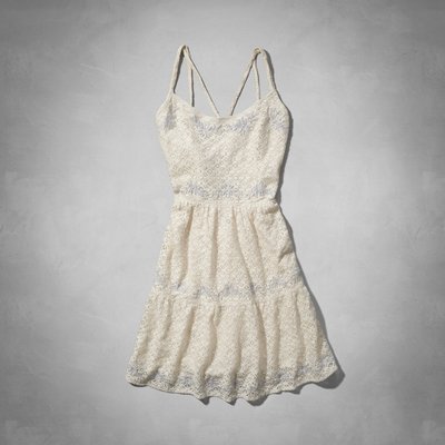 A&F 女生 蕾絲洋裝 米白色 細肩帶 連身裙 AF Abercrombie Fitch BUYSOME C046