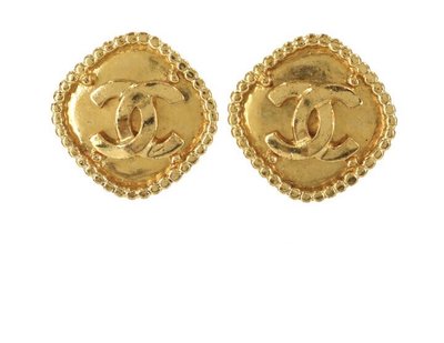 Chanel 耳環，Chanel 金色耳環，刻印96A