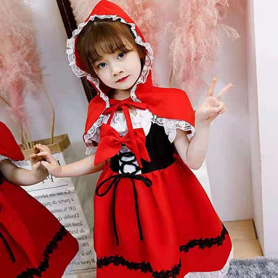 【小點點】小紅帽服裝 小紅帽衣服 服裝 服裝兒童 兒童變裝 新款兒童服裝女童小紅帽表演服cosplay化