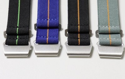 錶帶屋 傘兵尼龍帆布編織彈性22mm 黑 灰 藍（銀扣）適用 萬國 Tudor 精工、漢米爾頓
