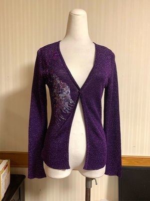 韓國品牌服飾/紫色亮蔥長袖單釦外套#05