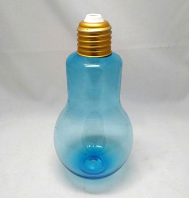 創意珍珠奶茶燈泡瓶 透明燈泡杯 珍奶杯 飲料杯 電燈泡冰飲杯 珍奶瓶 燈泡飲料320ml 淡藍色300支單價