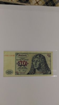 德國(Germany), 1980年, 10馬克(marks), 80%新, 極稀少紙鈔!!