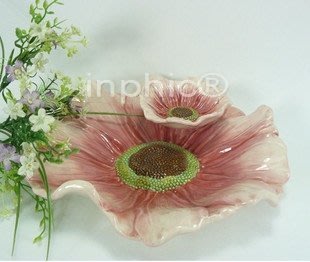 INPHIC-荷花陶瓷果盤水果盤時尚創意歐式陶瓷水果盤乾果盤