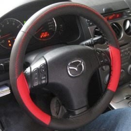 運動款紅黑真皮方向盤套手縫汽車把套-DIY款（多款車型可用，下標備註直徑尺寸） -5201005