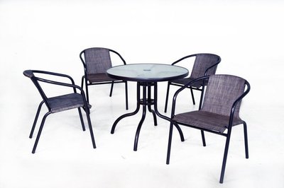 【加百列庭園休閒傢俱】歐式休閒風情~鐵製紗網一桌四椅組~多色可選~戶外休閒桌椅,庭園桌椅必備。