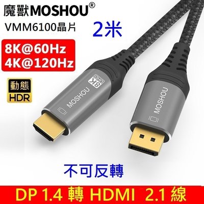 MOSHOU 魔獸 DP 1.4轉HDMI 2.1版 電腦顯卡接電視 高清線 4K 120Hz 8K 60Hz 2米