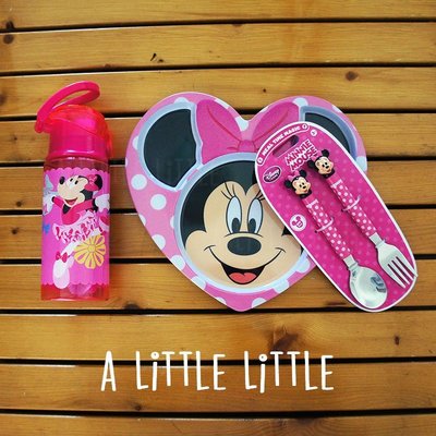 ~美國迪士尼Disney商店~Minnie Mouse Icon 米妮 大頭造型 立體 兒童餐具 叉子 湯匙-現貨