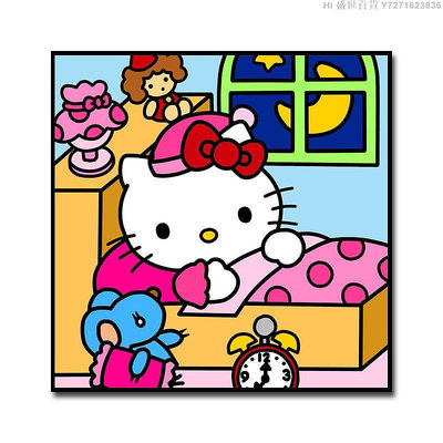 Hi 盛世百貨 帶框 Hello Kitty 凱蒂貓 數字油畫 手繪 diy 填充 塗色 動漫 個性禮物 房間裝飾畫 掛畫