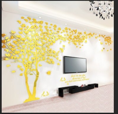 金銀鏡 情侶樹 森林 樹 楓葉 楓樹 鳥 3D 立體 壓克力 牆貼 壁貼 臥室 床頭 兒童房 裝飾 客廳 沙發牆 電視牆