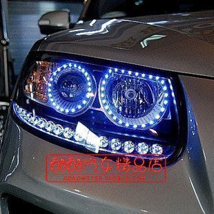 Hyundai現代新 Santa Fe 06-11款改裝LED燈眉 LED淚眼 LED天使眼（韓國進口）汽車內飾改裝飾品