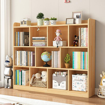 兒童書架實木置物架落地學生儲物柜玩具柜家用收納柜客廳松木書柜