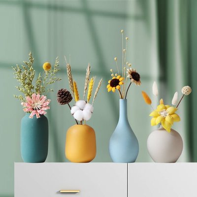 北歐陶瓷花瓶ins創意家居電視柜客廳裝飾品房間桌面擺件
