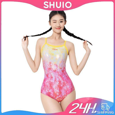 悠米小店Shuio夏季新款女式性感美背連體泳衣專業訓練泳衣緊身競技泳衣