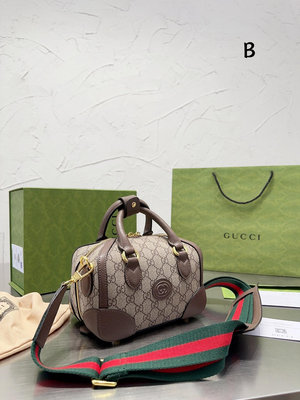 【小老虎全球購】牛皮版本 Gucci  Ohidia 波士頓桶包 最新系列，鏈條包，配烏木色牛皮～這個款復古韻味 NO120990