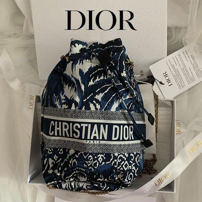 【COCO 精品專賣】Dior 限量 渡假系列 Dior Palms 藍色 棕梠樹 小型 束口 萬用 手拿包 現貨