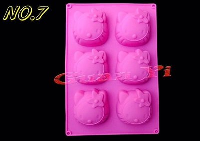 【冠亦商行】矽膠模 六孔Kitty貓 符合美國FDA 無毒環保 皂模 蛋糕模 巧克力模 餅乾模