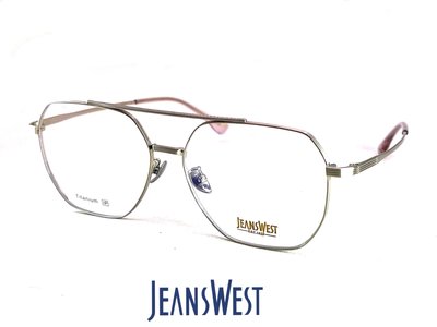 【本閣】JEANSWEST 8103 飛行員造型光學眼鏡大方框 超輕雙樑淡金色純鈦鼻墊 捍衛戰士 鋼鐵人 加寬大臉