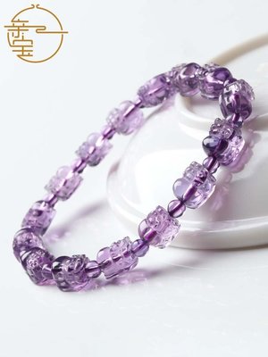 七度紫冰種紫水晶貔貅手鏈   不深不淺顏色恰到好處~特價
