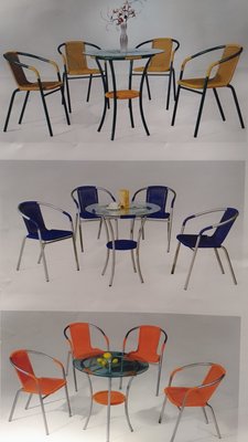 亞毅辦公家具 庭院椅 戶外椅 紅色 白色 藍色洽談椅 防水 會議椅 藤椅 餐廳椅 休閒椅 早餐椅