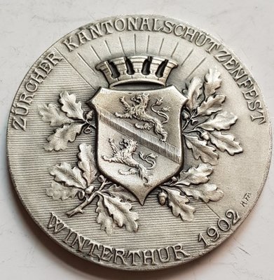瑞士銀章1902 Swiss Zug Shooting Silver Medal by Huguenin..