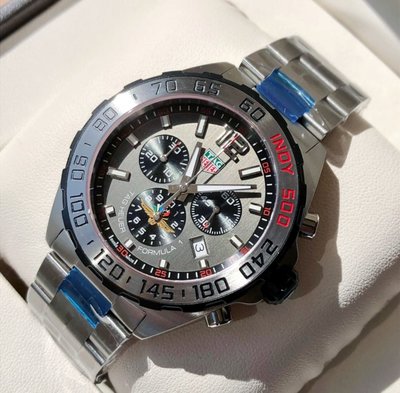 TAG HEUER Formula 1 鎗灰色錶盤 銀色不鏽鋼錶帶 石英 三眼計時 男士手錶 CAZ1016.EB0058 豪雅 F1