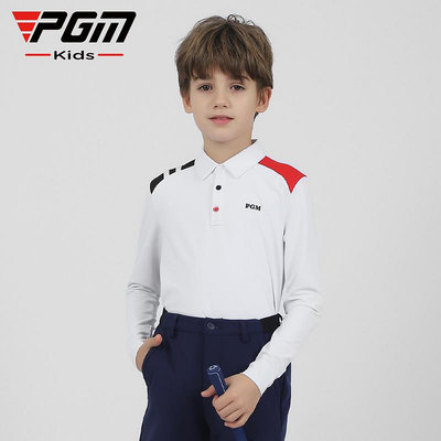 高爾夫服裝 PGM新品 兒童高爾夫服裝男童長袖T恤 舒適親膚 運動面料時尚百搭