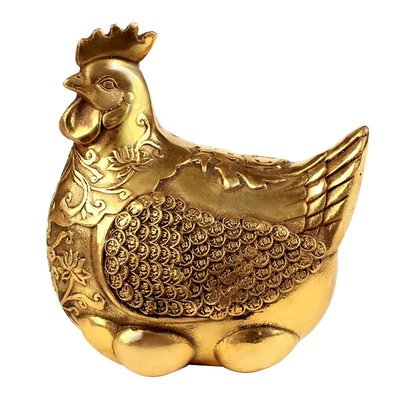 【熱賣精選】黃銅母雞擺件金雞桌面擺件生肖雞家居裝飾品擺設雞 5寸花紋金色款母雞