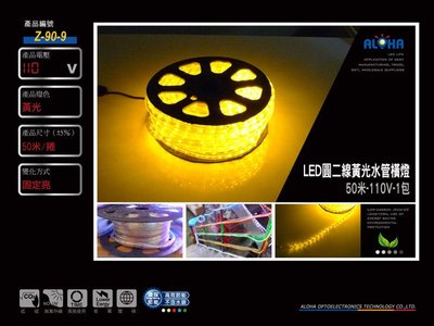 LED裝飾燈條【Z-90-9】LED圓二線黃光水管橫燈5米-110V  紅光/白光/藍光/綠光多種燈色 防水燈