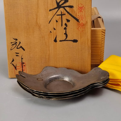 。日本回流魚形老錫茶托杯托杯墊一套5個。使用過，