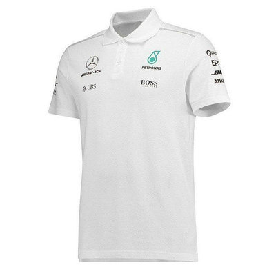 【精選好物】白色POLO衫 Benz賓士AMG車隊T恤 Mercedes F1賽車服LogoT恤