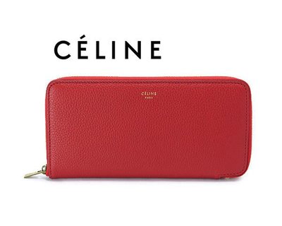 Celine ►（紅色 ）真皮拉鍊長夾 錢包 皮夾｜100%全新正品｜特價!