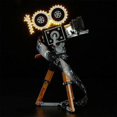 YB兼容樂高43230華特迪士尼攝影機致敬版積木LED燈飾玩具燈光擺件