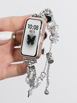智能錶帶 替換帶華為手環8表帶7潘多拉榮耀6watch手鏈式替換帶NFC手表運動pro女生智能金屬腕帶band六七八代新款男