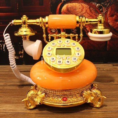 INPHIC-歐式田園電話機 復古玉石 座機電話機復古 辦公電話機時尚