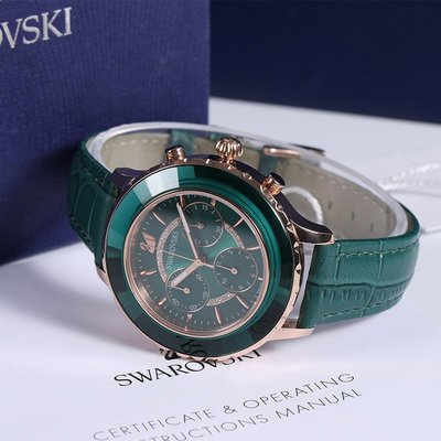 專櫃正品Swarovski施華洛世奇 綠水鬼 三眼石英 手錶 日曆女錶 時尚潮流表帶 石英錶 情侶款 時尚手錶 腕錶