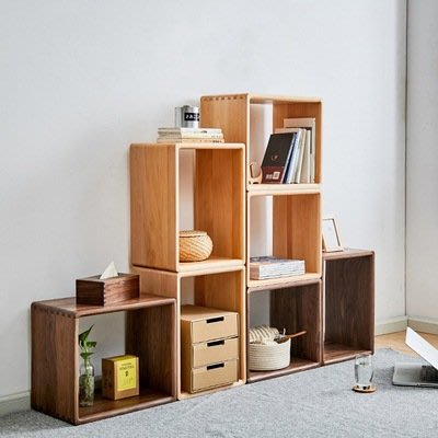 直發自由組合格子柜創意邊幾角幾實木日式自由組合書架儲物柜