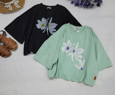 正韓 korea韓國空運4N5水綠色花朵短袖T恤 現貨 小齊韓衣