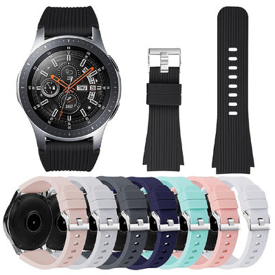 全館免運 於三星Galaxy (46mm) SM-R800  galaxy watch 3 45mm 手錶直紋腕帶矽膠運
