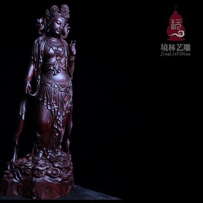 現貨熱銷-印度小葉紫檀老料木雕客廳擺件佛像觀音達摩彌勒關公瑞獸工藝品佛像