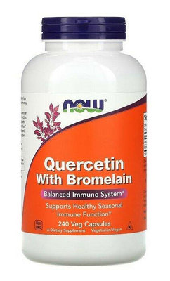 Now 槲皮素和鳳梨蛋白酶 240粒/120粒 Quercetin With Bromelain